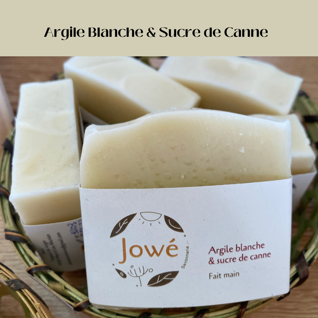 Savon Jowe ARGILE BLANCHE & SUCRE DE CANNE 